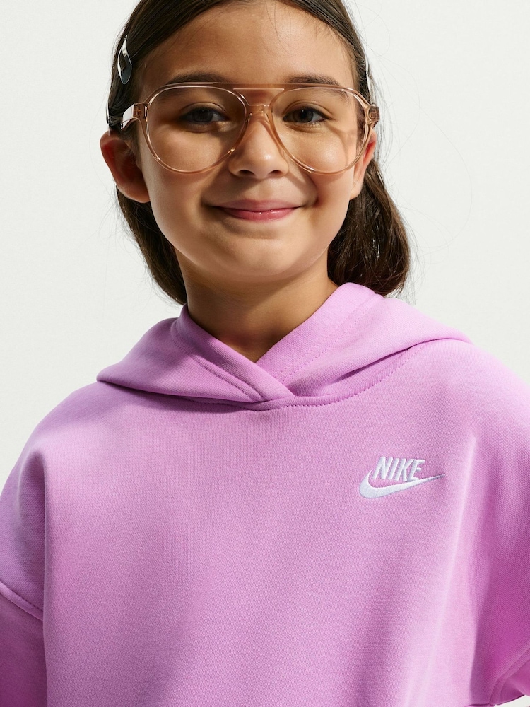 Nike Magenta Pink Overhead Oversized Sportswear Club Fleece Pullover Hoodie - Image 5 of 5 Nike Magenta Pink Overhead Oversized Sportswear Club Fleece Pullover Hoodie - Image 5 of 5