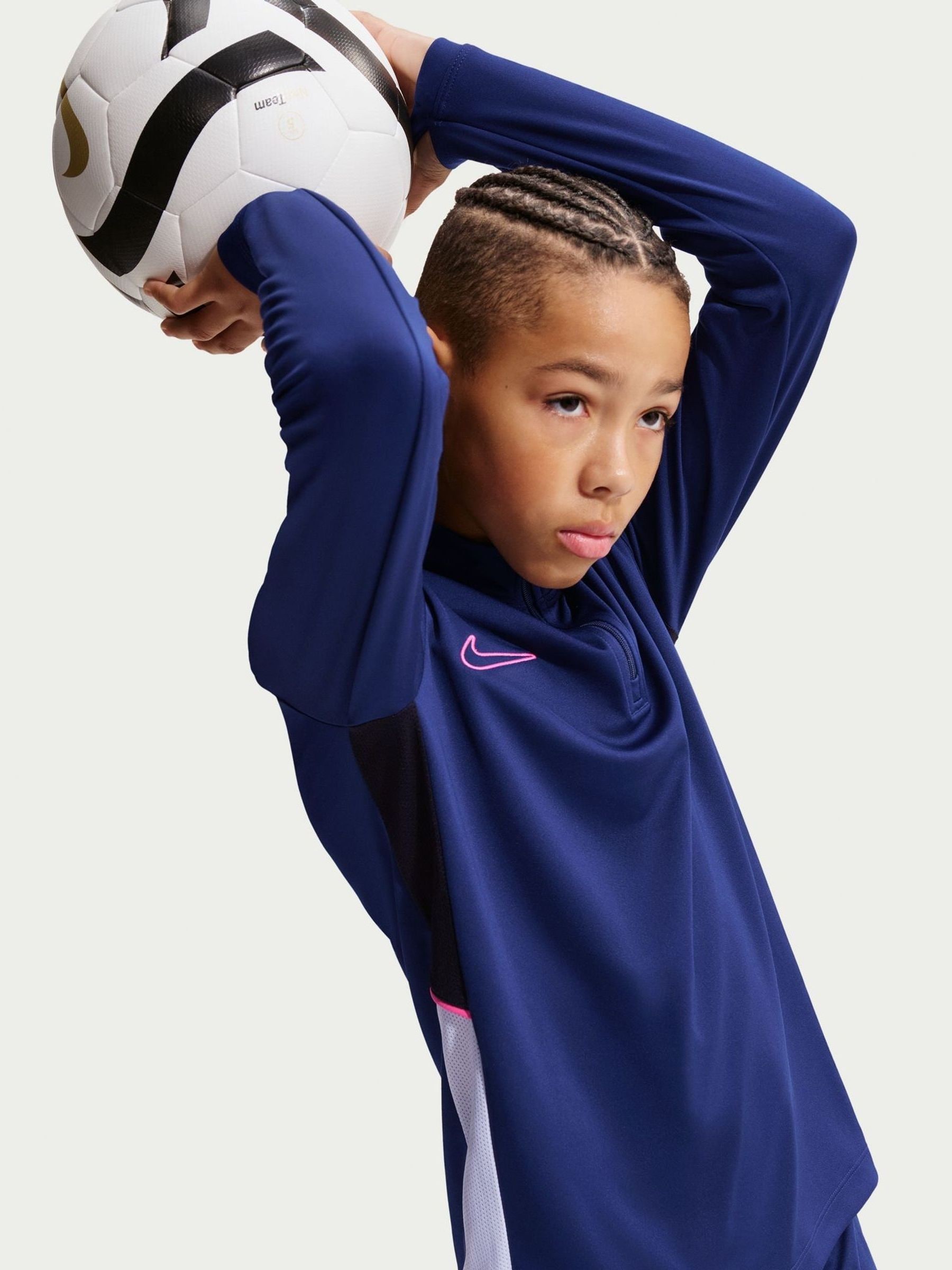 nike football academy quarter zip drill top in blue