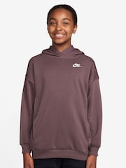 Nike Tattoo Brown Overhead Oversized Sportswear Club Fleece Pullover Hoodie - Image 1 of 6