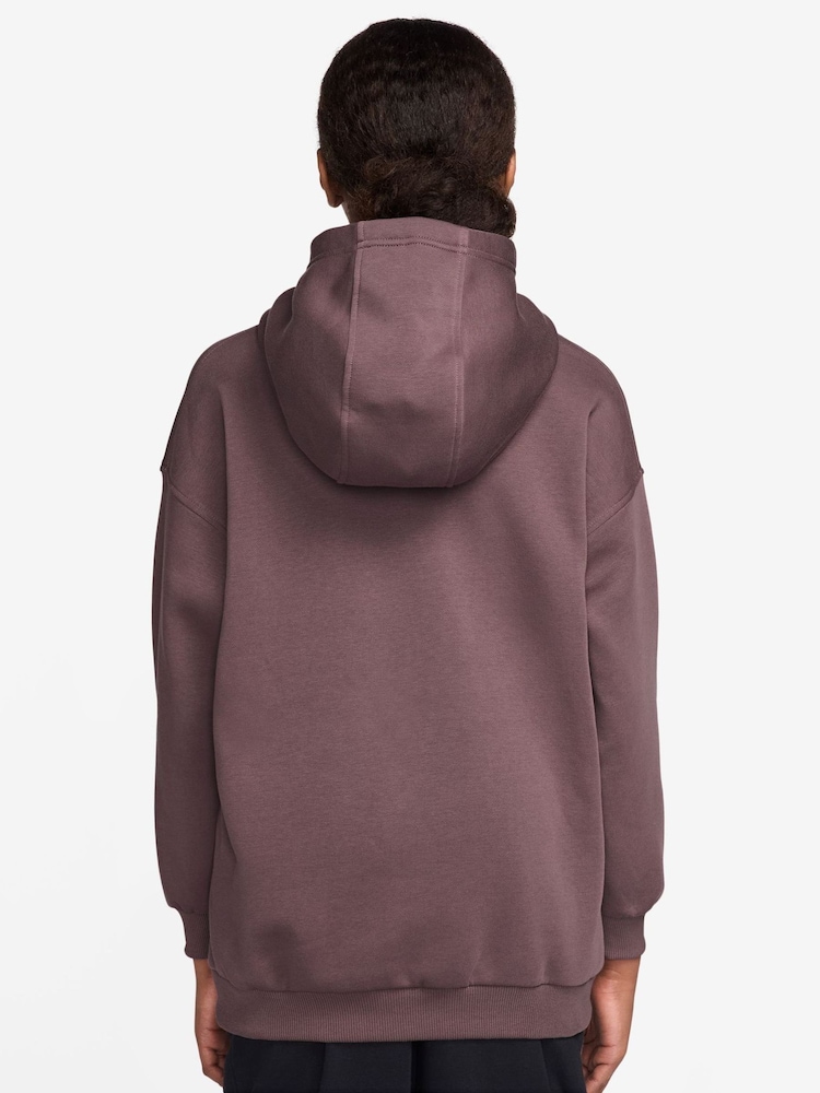 Nike Tattoo Brown Overhead Oversized Sportswear Club Fleece Pullover Hoodie - Image 2 of 6 Nike Tattoo Brown Overhead Oversized Sportswear Club Fleece Pullover Hoodie - Image 2 of 6