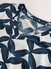 Blue Print Cotton Modal Slouch V-Neck T-Shirt - Image 7 of 8