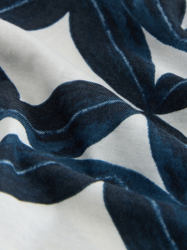 Blue Print Cotton Modal Slouch V-Neck T-Shirt - Image 8 of 8