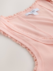 Light Pink Premium Ribbed Scoop Tank Vest Sleeveless Top - Image 8 of 9