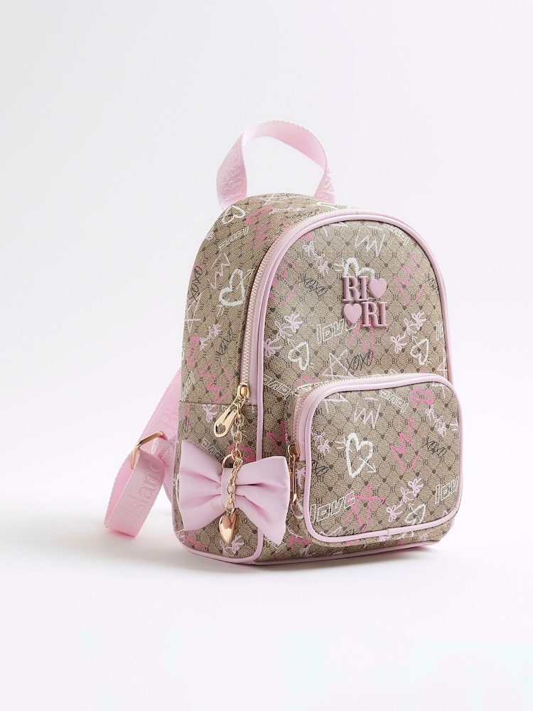 River Island Girls Graffiti Monogram Backpack - Image 2 of 6