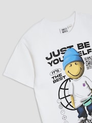 River Island White Boys Smiley Be Yourself T-Shirt - Image 3 of 4