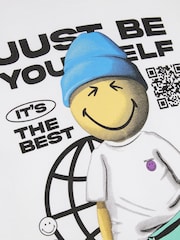 River Island White Boys Smiley Be Yourself T-Shirt - Image 4 of 4