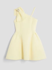 River Island Yellow Girls Scuba Bow 1 Shoulder Dress - Image 1 of 4