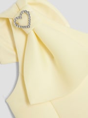 River Island Yellow Girls Scuba Bow 1 Shoulder Dress - Image 3 of 4