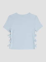 River Island Blue Girls 3D Bow Ribbed Top - Image 2 of 4