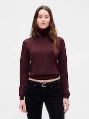 Gap Burgundy Red Merino Wool Turtle Neck Jumper - Image 1 of 4