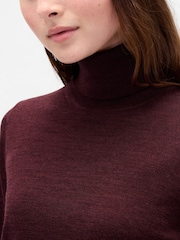 Gap Burgundy Red Merino Wool Turtle Neck Jumper - Image 4 of 4