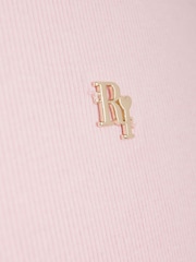 River Island Pink Girls 3D Bow Ribbed Top - Image 3 of 5