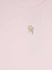 River Island Pink Girls 3D Bow Ribbed Top - Image 4 of 5
