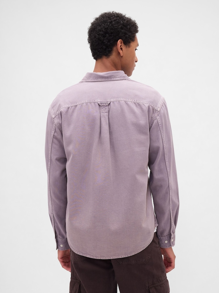 Gap Lilac Purple UltraSoft Denim Relaxed Shirt - Image 2 of 4