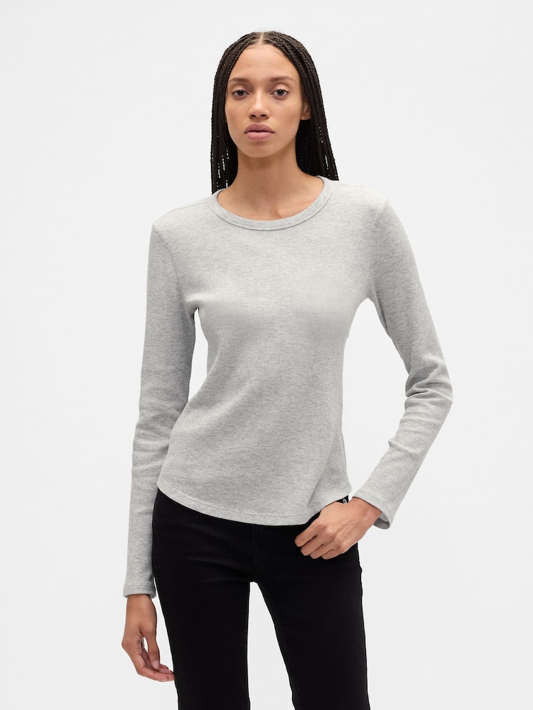Cream - Gap Waffle Knit Long Sleeve T-Shirt - Slika 1 iz 5
