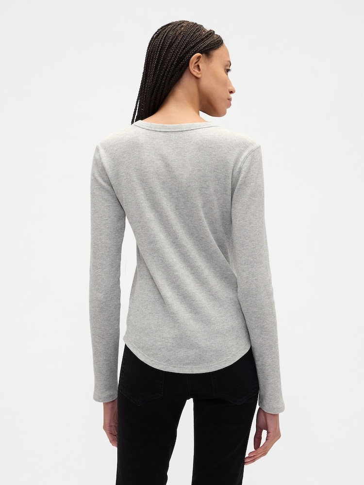 Cream - Gap Waffle Knit Long Sleeve T-Shirt - Slika 2 iz 5
