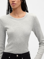 Cream - Gap Waffle Knit Long Sleeve T-Shirt - Slika 4 iz 5