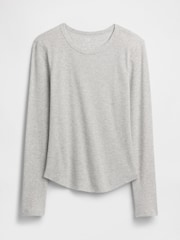 Cream - Gap Waffle Knit Long Sleeve T-Shirt - Slika 5 iz 5