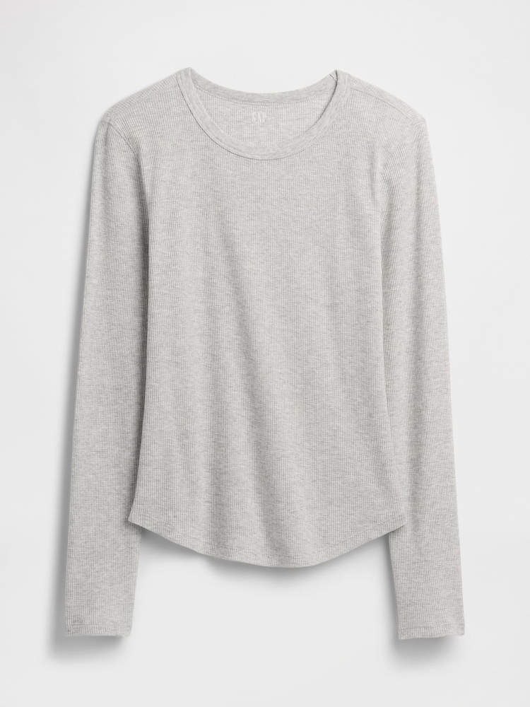 Cream - Gap Waffle Knit Long Sleeve T-Shirt - Slika 5 iz 5