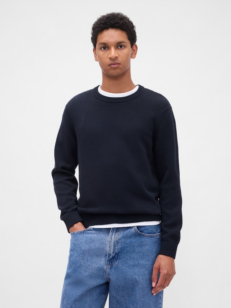 Gap Blue Classic Crew Neck Jumper - Image 1 of 4