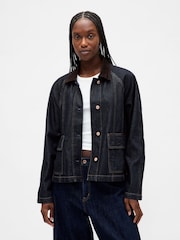 Gap Dark Indigo Blue UltraSoft Denim Swing Chore Jacket - Image 1 of 4