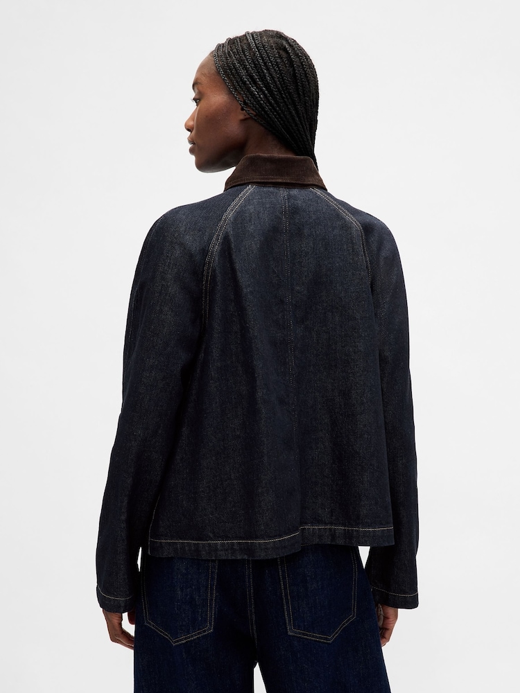 Gap Dark Indigo Blue UltraSoft Denim Swing Chore Jacket - Image 2 of 4