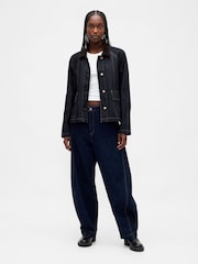 Gap Dark Indigo Blue UltraSoft Denim Swing Chore Jacket - Image 3 of 4