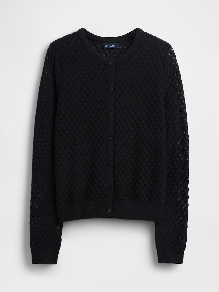 Gap Black Soft Touch Stretch Pointelle Cardigan - Image 1 of 2