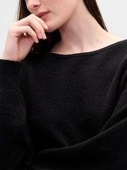 Gap Black CashSoft Stretch Lantern-Sleeve Crop Sweatshirt - Image 4 of 4