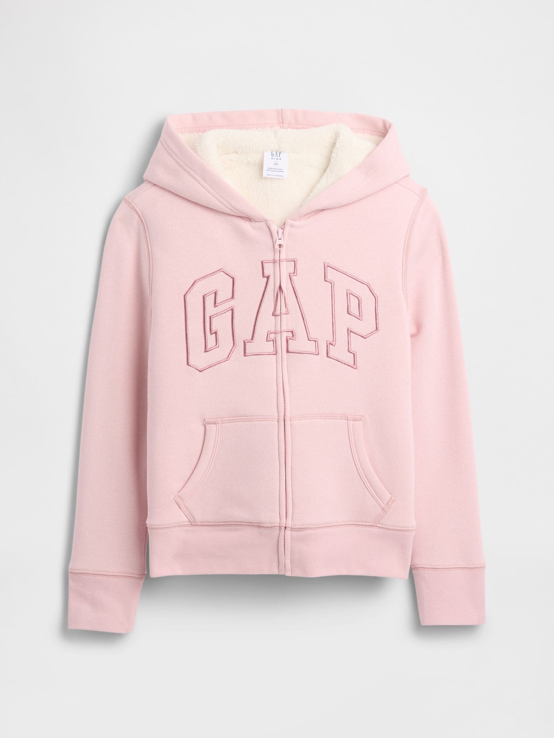 トップス gap fur zip up hoodie light pink archive Buy Gap Pink Logo Sherpa-Lined Zip Up Hoodie (4-13yrs) from the