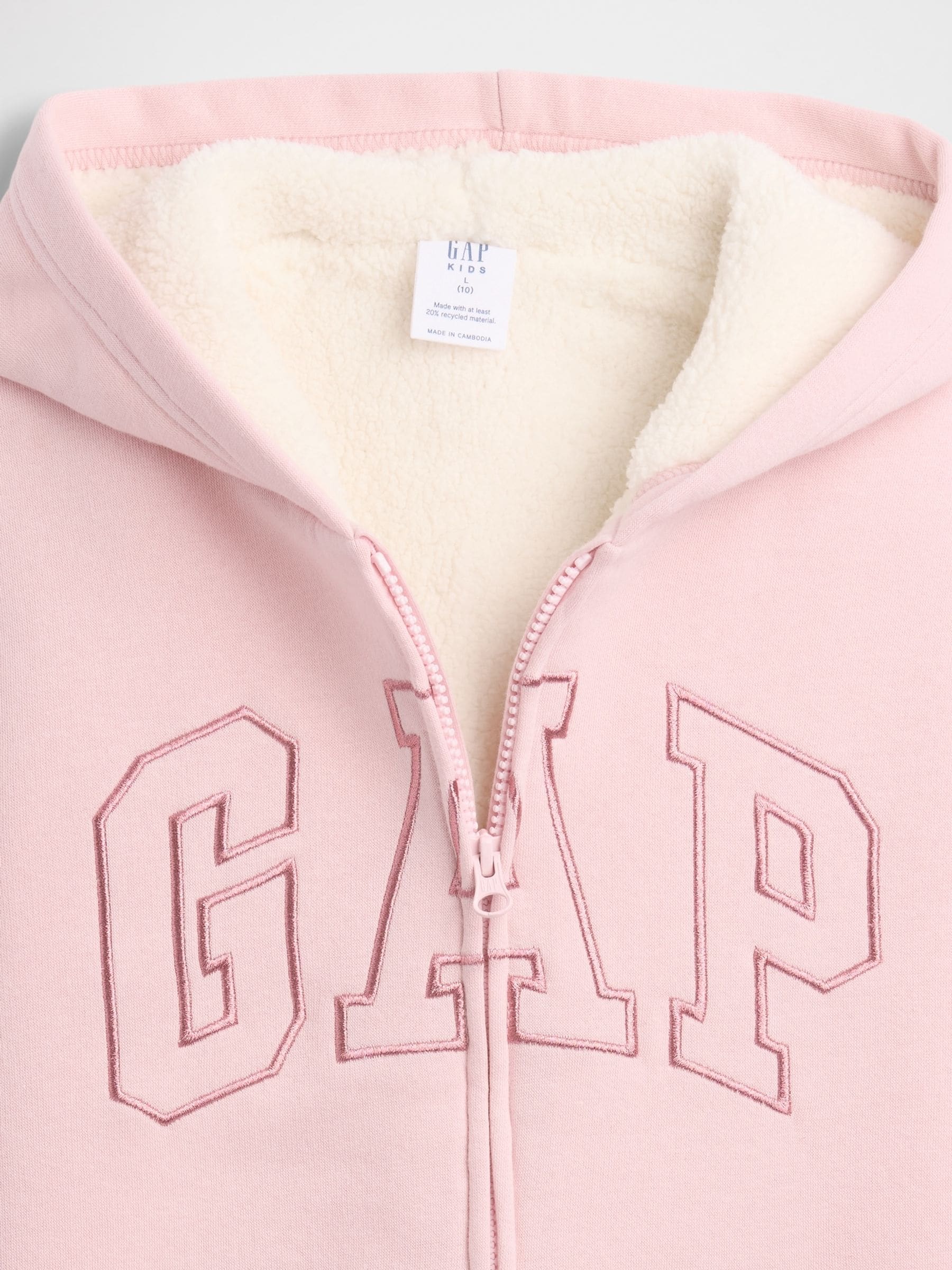 Buy Gap Pink Logo Sherpa-Lined Zip Up Hoodie (4-13yrs) from the