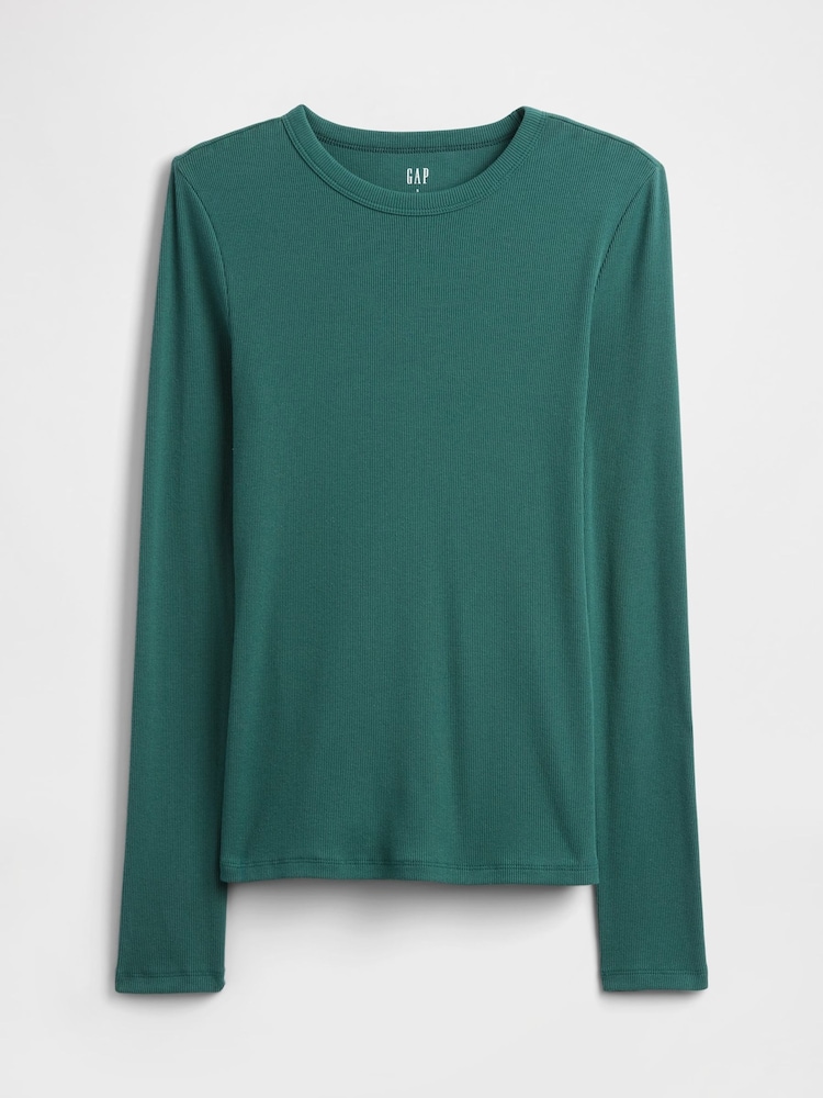 Gap Green Long Sleeve Rib T-Shirt - Image 5 of 5 Gap Green Long Sleeve Rib T-Shirt - Image 5 of 5