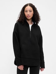 Schwarz - Gap Oversized Quilted Quarter-Zip Jacket - Bild 1 von 4