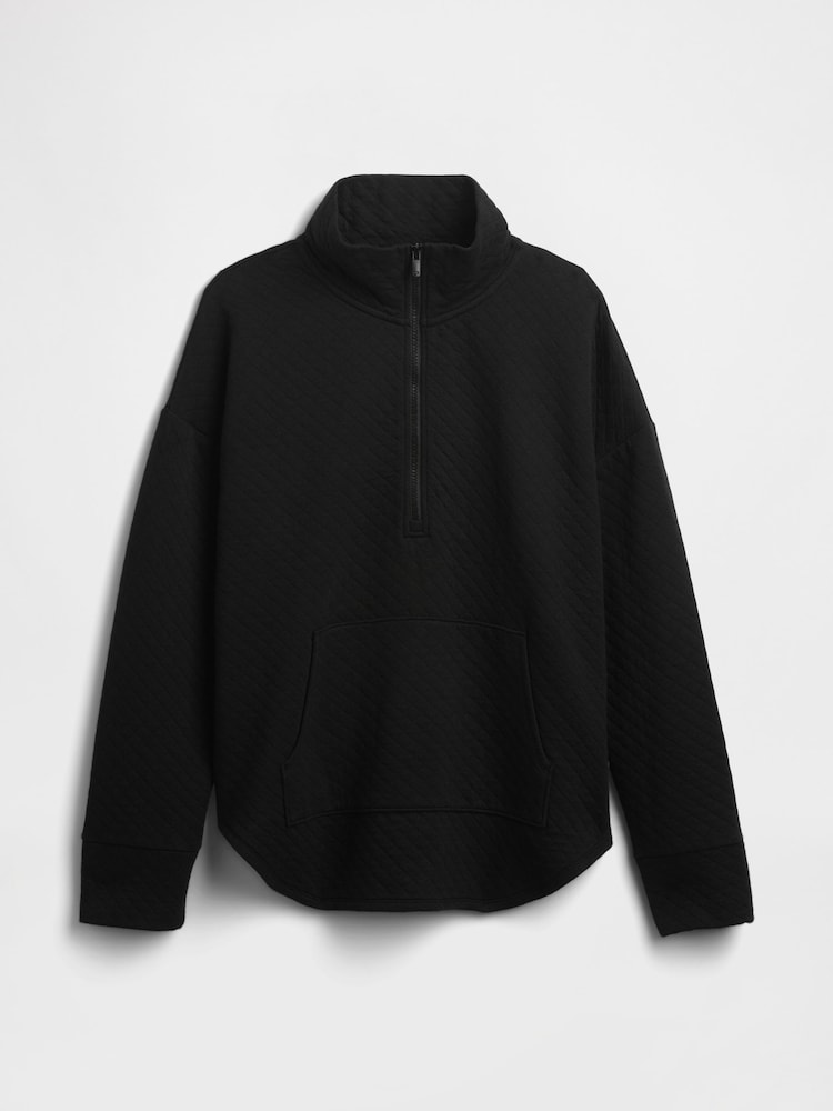 Schwarz - Gap Oversized Quilted Quarter-Zip Jacket - Bild 4 von 4