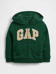 Gap Green Logo Sherpa Zip Hoodie (6mths-5yrs) (6mths-5yrs) - Image 1 of 6