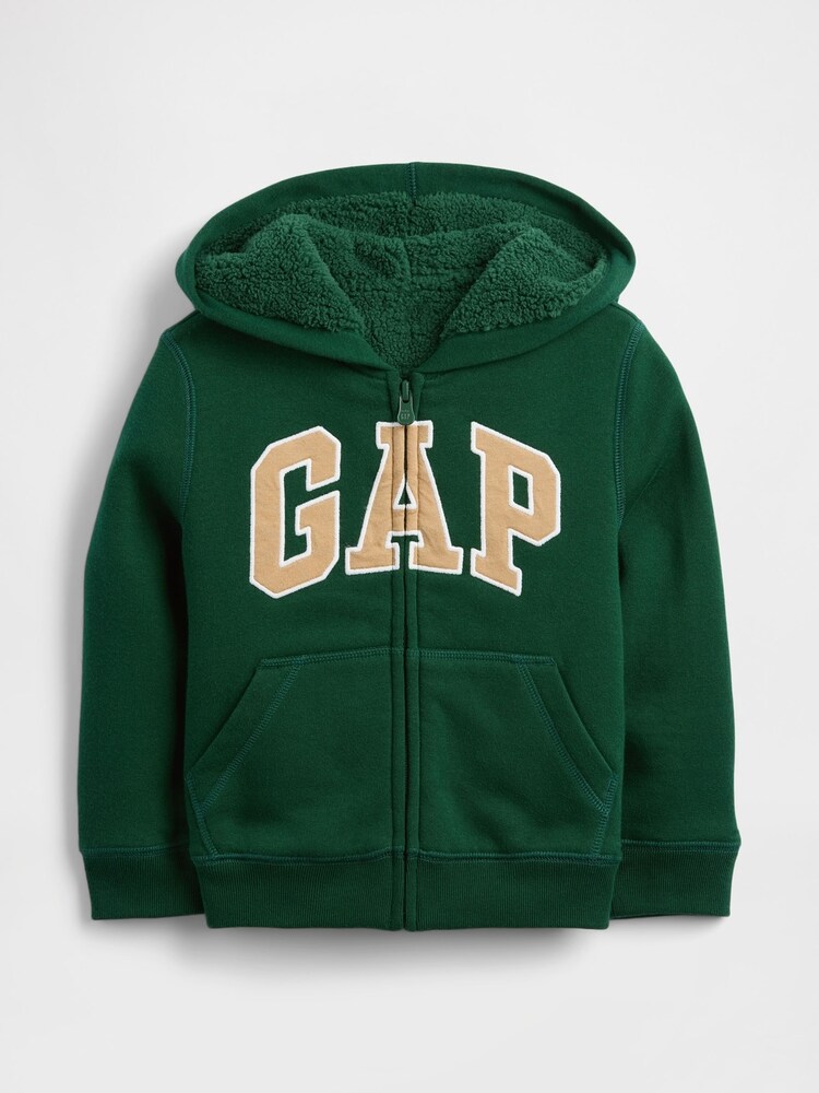 Gap Green Logo Sherpa Zip Hoodie (6mths-5yrs) (6mths-5yrs) - Image 1 of 6