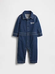 Gap Blue Denim Bear Logo Coveralls (Newborn-24mths) (0-24mths) - Image 1 of 4