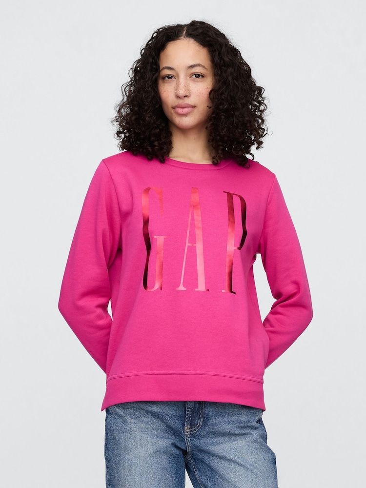 Gap Pink Logo Crew Neck Jumper - Image 1 of 5 Gap Pink Logo Crew Neck Jumper - Image 1 of 5
