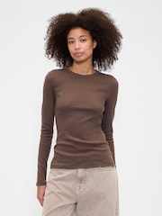 Gap Brown Long Sleeve Rib T-Shirt - Image 1 of 5