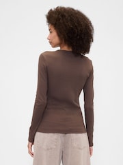 Gap Brown Long Sleeve Rib T-Shirt - Image 2 of 5