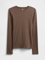 Gap Brown Long Sleeve Rib T-Shirt - Image 5 of 5