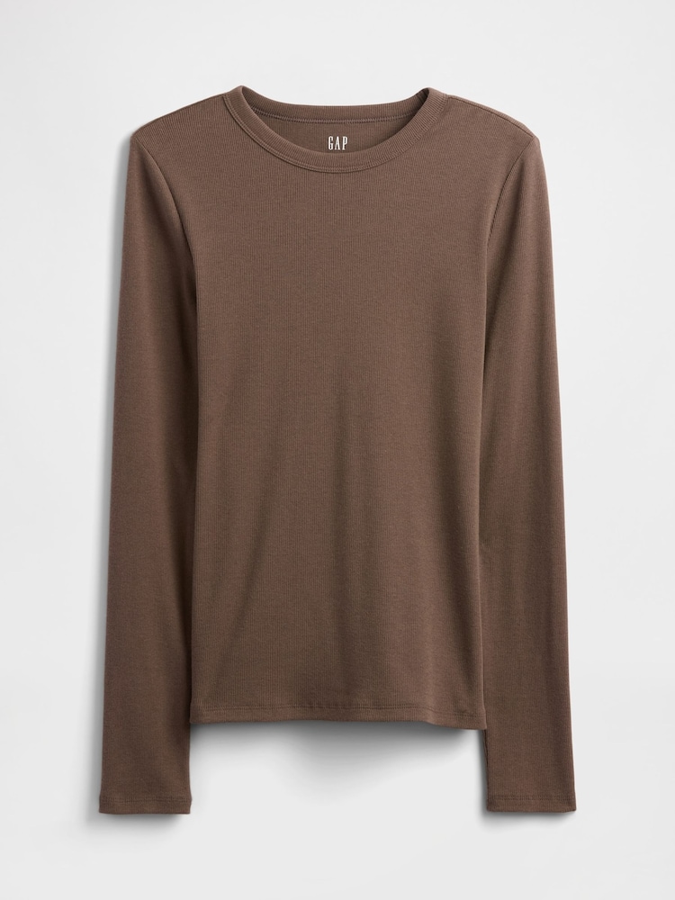 Gap Brown Long Sleeve Rib T-Shirt - Image 5 of 5