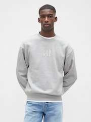 Gap Light Grey Oversized Heavyweight Logo Sweatshirt - Image 1 of 4