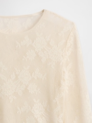 Gap Cream Sheer Lace Top - Image 4 of 4