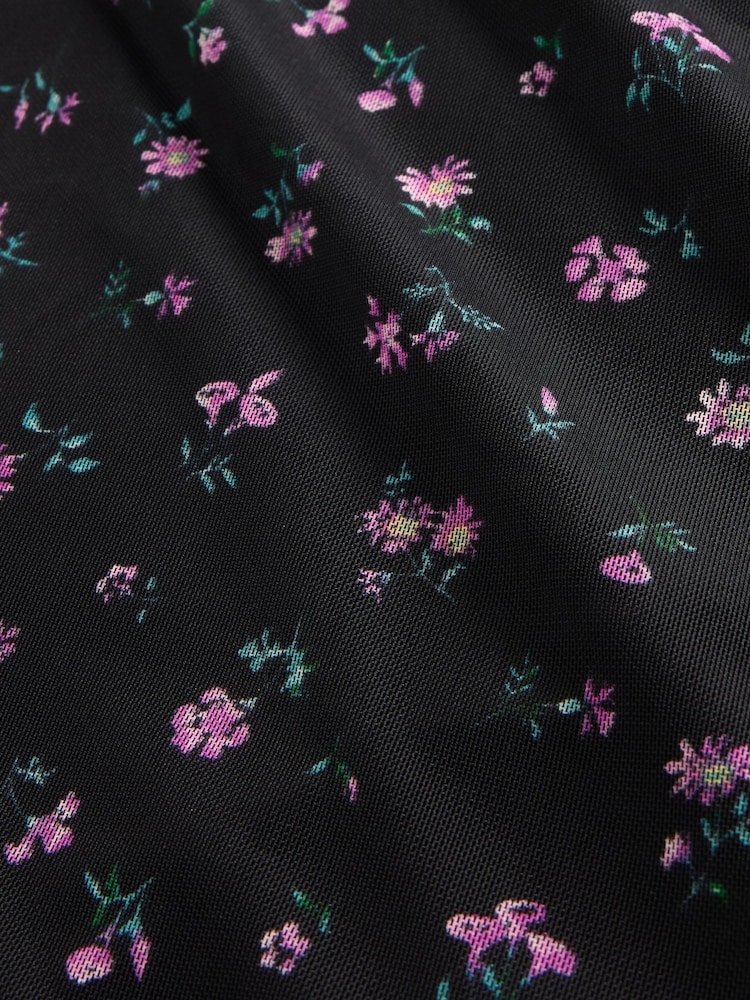 Gap Black/Pink Mesh Square Neck Maxi Dress - Image 6 of 6