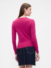 Gap Berry Pink Crew Neck Cardigan - Image 2 of 5