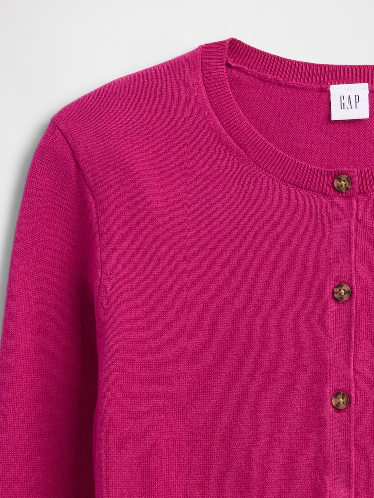 Gap Berry Pink Crew Neck Cardigan - Image 5 of 5