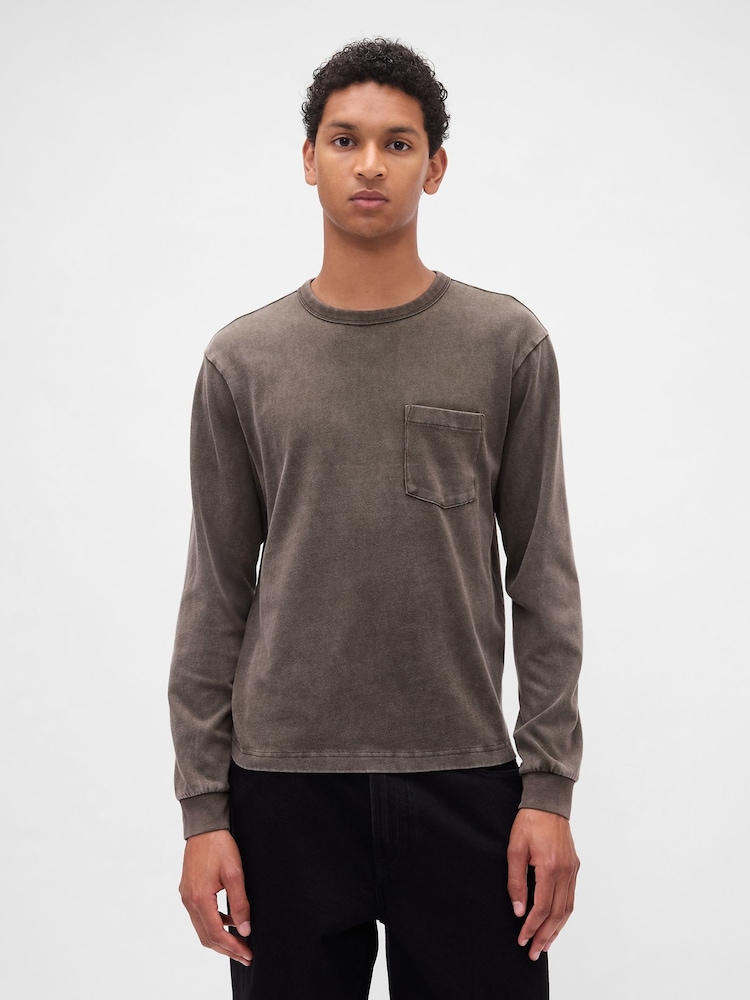 Gap Washed Brown Heavyweight Relaxed T-Shirt - Image 1 of 4