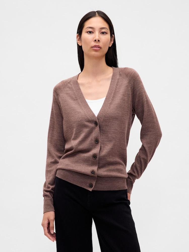 Gap Pink Boyfriend Merino Cardigan - Image 1 of 4