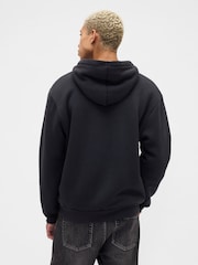 Gap Black Relaxed Logo Sherpa-Lined Zip Hoodie - Image 2 of 4